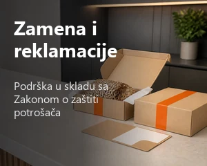 Zamena i reklamacije. U skladu sa Zakonom o zaštiti potrošača.